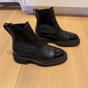 Chanel black leather boots